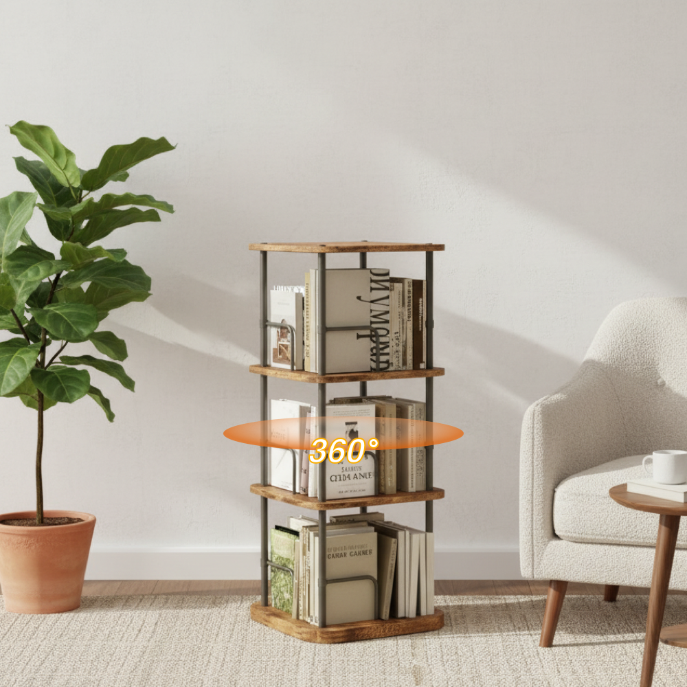 3-Tier 360° Rotating Display Book Shelf