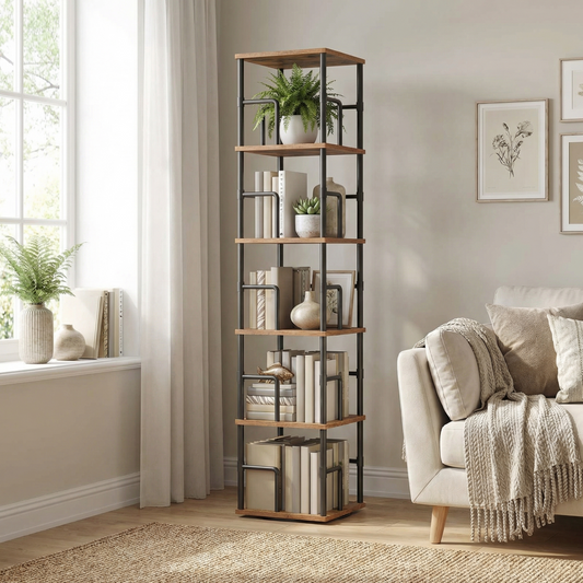 5-Tier 360° Rotating Display Bookshelf