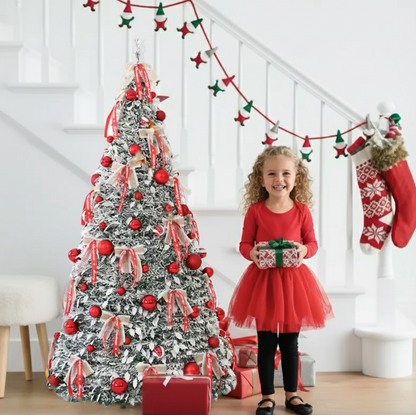 Pre-Lit Pop Up Christmas Tree with Baubles and LED Lights – Bronze