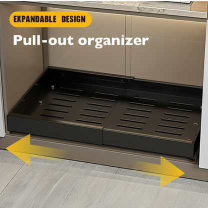 Expandable Pull Out Tray Cabinet Drawer, Black