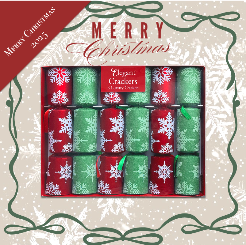 Set of 6 Glitter Snowflake Luxury Christmas Crackers