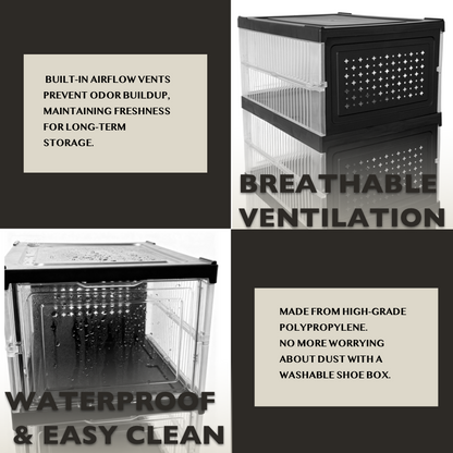 6-Tier Foldable Shoe Storage Box Unit, Black