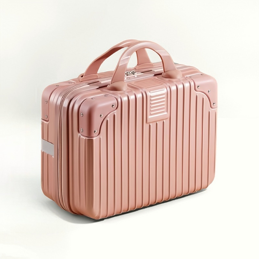14-Inch Travel Cosmetic Case Hard Makeup Carrying Organizer - Pink