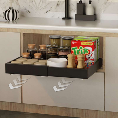 Expandable Pull Out Tray Cabinet Drawer, Black