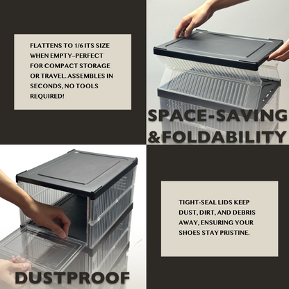 6-Tier Foldable Shoe Storage Box Unit, Black