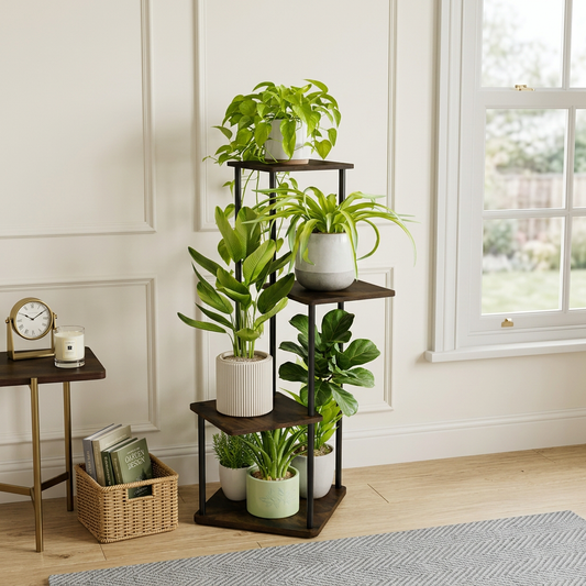 4 Tier Indoor Plant Stand Compact Corner Shelf