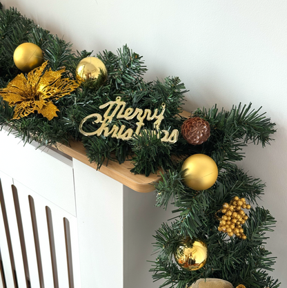 2.7M Gold Flower Christmas Garland Decoration