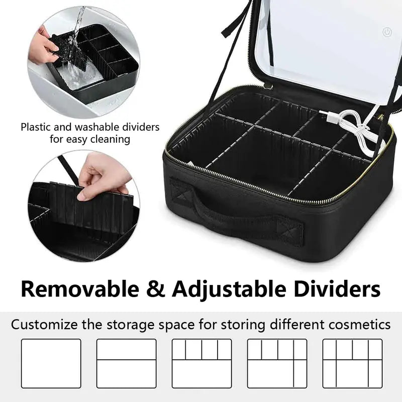 Travel Makeup Bag with LED mirror Cosmetic Bag
