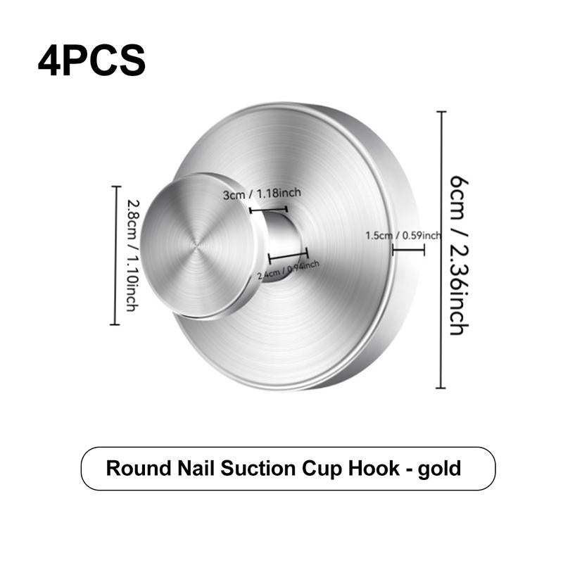Self-adhesive Shower Suction Towel Hook Set, Silver