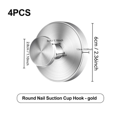 Self-adhesive Shower Suction Towel Hook Set, Silver