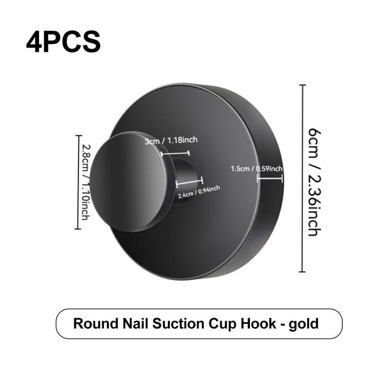 Self-adhesive Shower Suction Towel Hook Set, Black