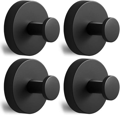 Self-adhesive Shower Suction Towel Hook Set, Black