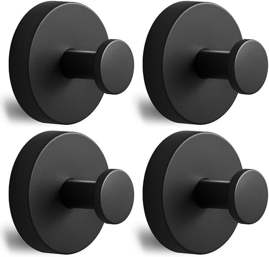 Self-adhesive Shower Suction Towel Hook Set, Black