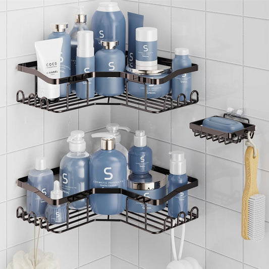 Set of 3 Corner Shower Caddy Adhesive Shower Organizer