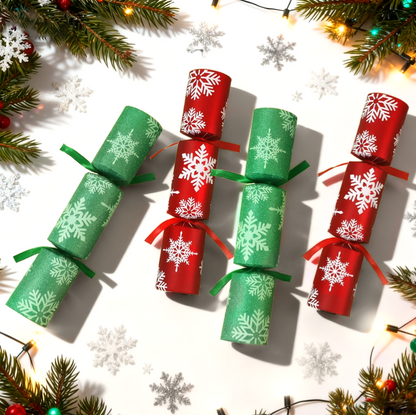 Set of 6 Glitter Snowflake Luxury Christmas Crackers