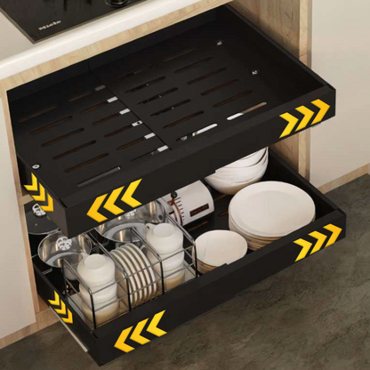 Expandable Pull Out Tray Cabinet Drawer, Black