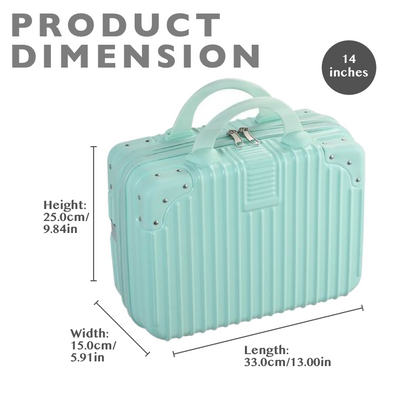 14-Inch Travel Cosmetic Case Makeup Carrying Organizer - Mint