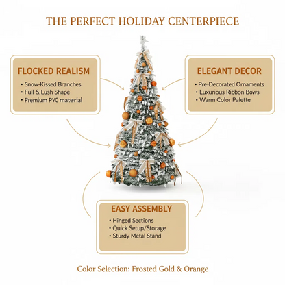 Pre-Lit Pop Up Christmas Tree with Baubles and LED Lights – Bronze