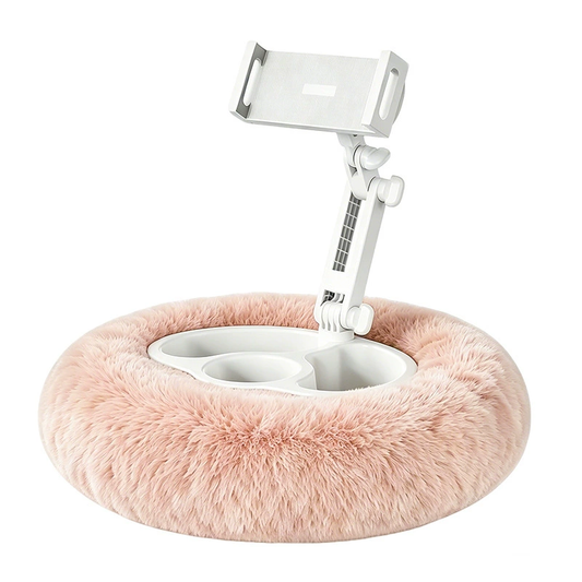 360° Adjustable Tablet Pillow Stand with Snack Tray for Bed & Sofa