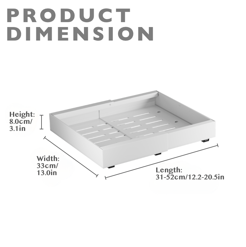 Expandable Pull Out Tray Cabinet Drawer, White