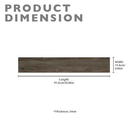 Rustic Wood Effect Woodgrain Self Adhesive Vinyl Plank PVC Flooring - Charcoal Legacy
