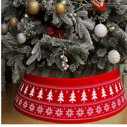 Red Knitted Christmas Tree Collar Skirt