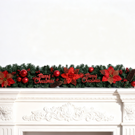 270cm Red Flower Christmas Garland Decoration