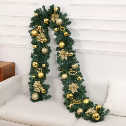 2.7M Gold Flower Christmas Garland Decoration