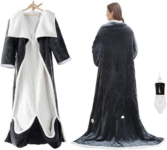 Wearable Heated Blanket Throw with Foot Pocket