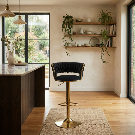 Adjustable Swivel Upholstered Bar Stools Black