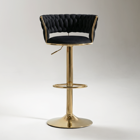 Adjustable Swivel Upholstered Bar Stools Black