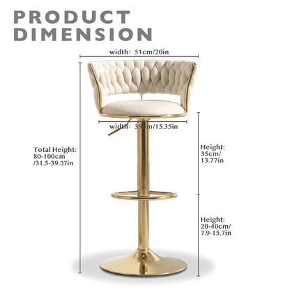 Adjustable Swivel Upholstered Bar Stools Cream