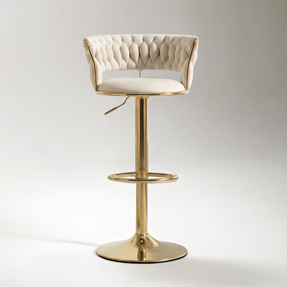 Adjustable Swivel Upholstered Bar Stools Cream