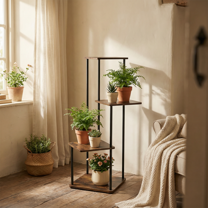 4 Tier Indoor Plant Stand Compact Corner Shelf
