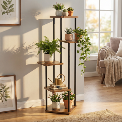 5-Tier Indoor Plant Stand Compact Corner Shelf