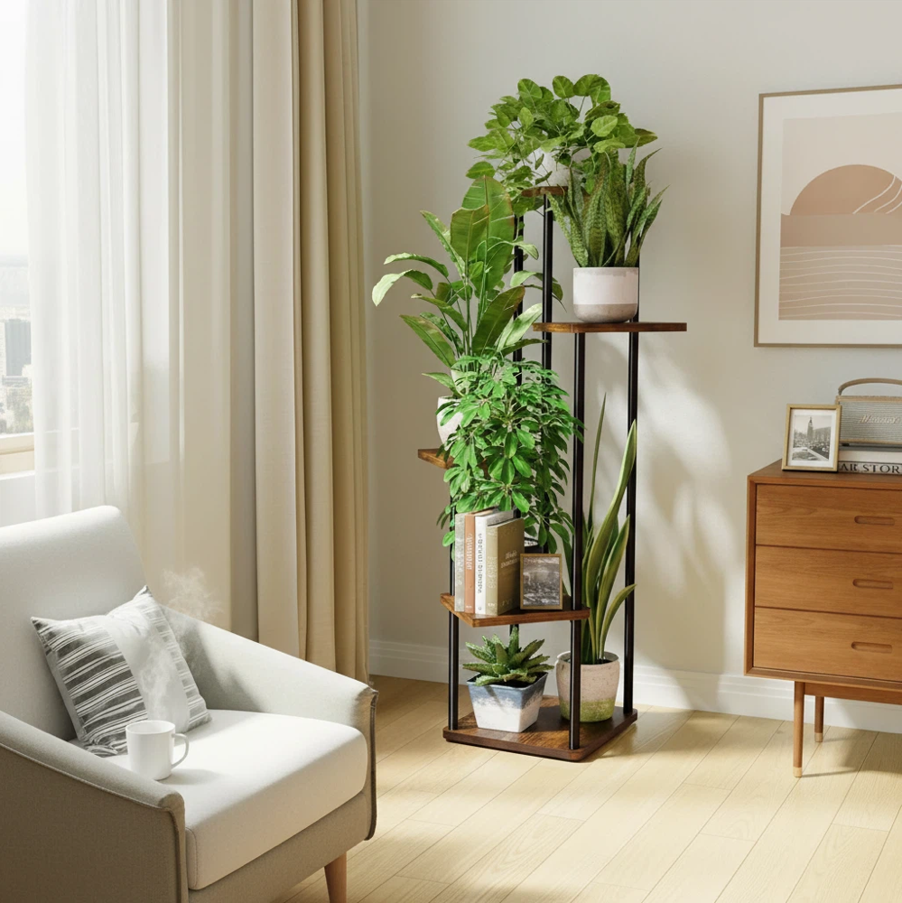 5-Tier Indoor Plant Stand Compact Corner Shelf