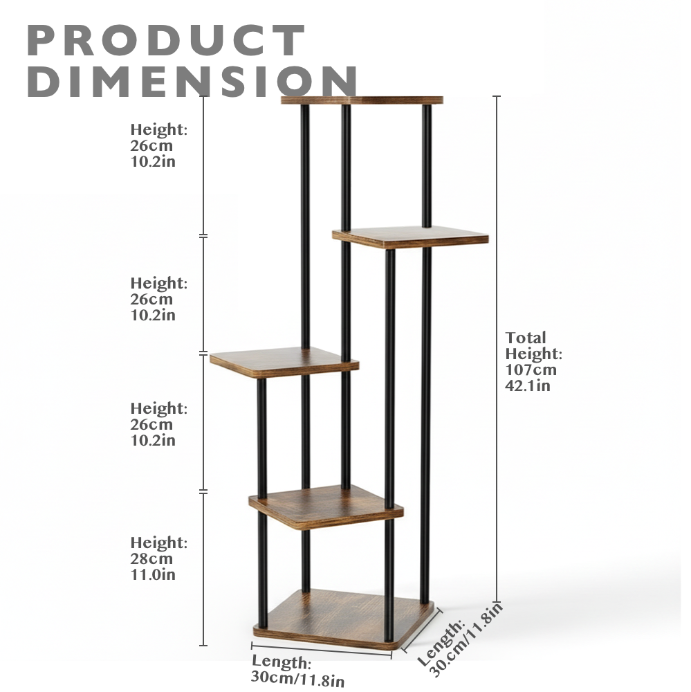 5-Tier Indoor Plant Stand Compact Corner Shelf