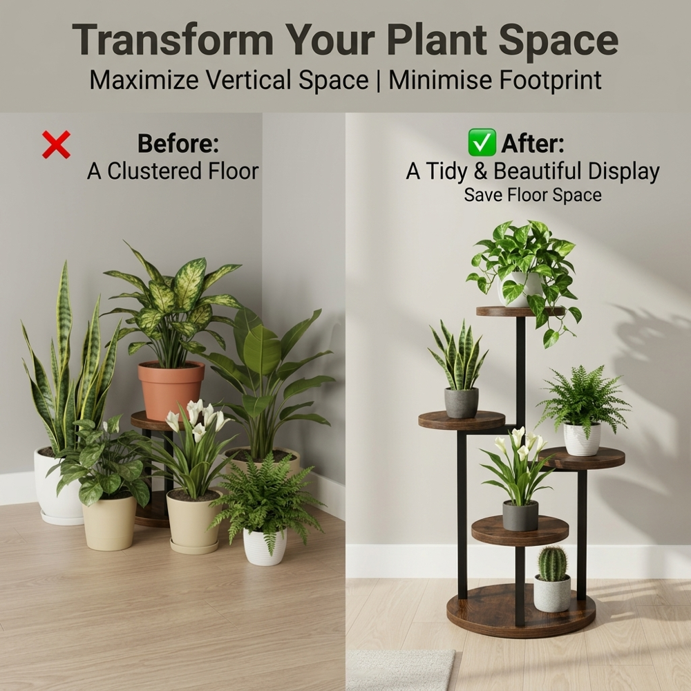 4-Tier Indoor Plant Stand Compact Corner Shelf