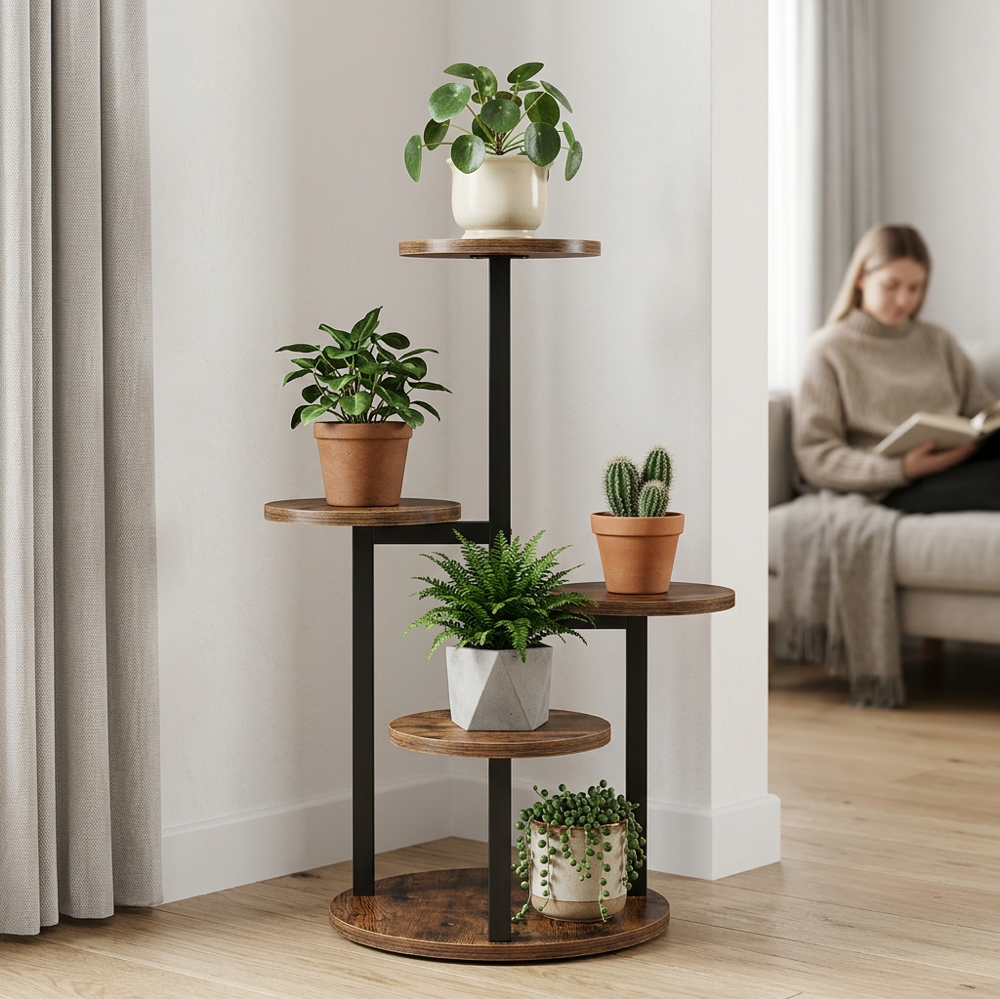 4-Tier Indoor Plant Stand Compact Corner Shelf