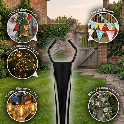 3m Outdoor String Light Poles with Hooks for Garden Decor