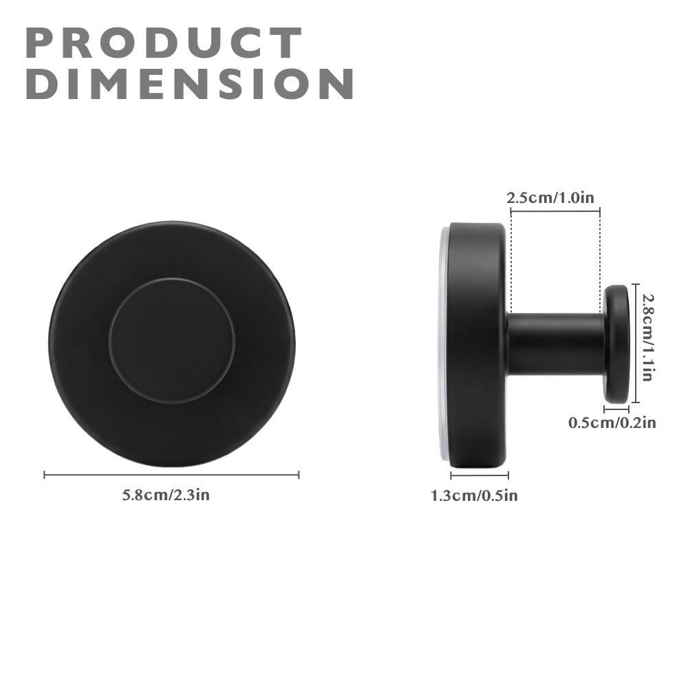 Self-adhesive Shower Suction Towel Hook Set, Black