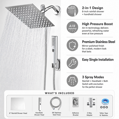 Rainfall & Handheld Shower Head Set
