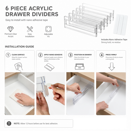 6 Pack Clear Drawer Dividers Set