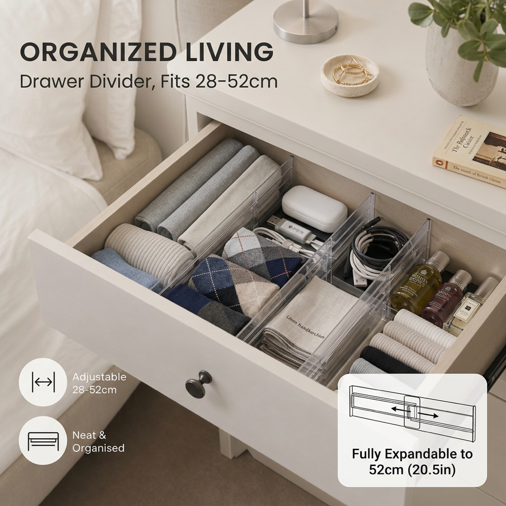 6 Pack Clear Drawer Dividers Set
