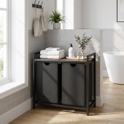 Laundry Basket with Top Shelf Pull-Out Hamper with Storage