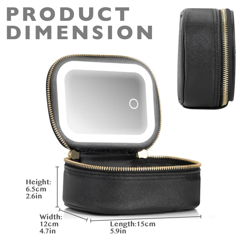 Mini Makeup Bag Travel Train Case with Mirror and Light