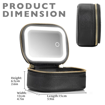 Mini Makeup Bag Travel Train Case with Mirror and Light