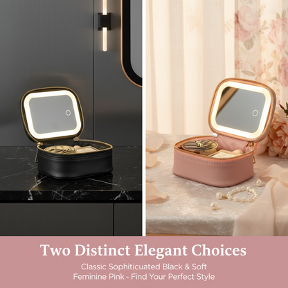 Mini Makeup Bag Travel Train Case with Mirror and Light