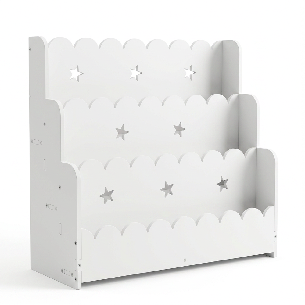 3-Tier Kids Bookshelf Star Cut-out Design