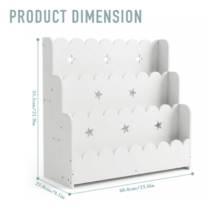 3-Tier Kids Bookshelf Star Cut-out Design